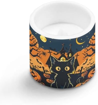Pack of 4 Flameless Candles Halloween Battery Operated Candles with Remote and Timer Flickering LED Elictric Pillar Tealights for Indoor Outdoor Party Decorations, Pumpkin Black Cat - Image 2