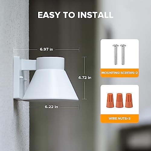 UME 2 Pack LED Outdoor White Front Porch Lights, Waterproof Wall Lantern Light Fixture, Anti-Rust Farmhouse Barn Wall Sconce for Patio, Doorway, Garage - Image 6