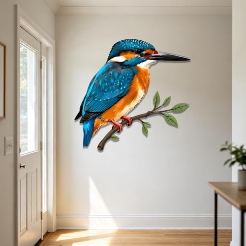 Kingfisher Bird Metal Wall Art Rustic Iron Plaque for Home Garden Decor Outdoor Patio Living Room Elegant Wildlife Hanging Ornament (16 INCH) - Image 5