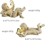 Statue Garden Decor for Outside: Solar Garden Statues Outdoor Decorations for Patio Cherub Christmas Yard Porch Home Lawn, Ornament Gifts - Image 3