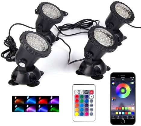 SHOYO Pond Lights Submersible Fountain Light Smart Colored Timer, 4 Lights by SHOYO