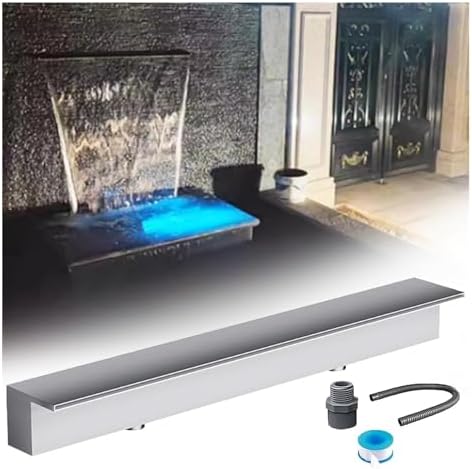 Modern Outdoor Water Fountain - 35in Wall Spout Waterfall Spillway for Garden & Patio, Elegant Pool Decor, Relaxing Water Feature with Connector by Unknown
