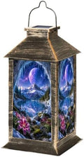 Solar Hanging Lantern Mystical Snow Mountain Lake Landscape Frozen Cave Cosmic Sky Vibrant Waterproof LED Lights Decor Patio Yard Lawn Porch Lamp, Birthday Gift for Mom Women Garden Outdoor Decor by Unknown