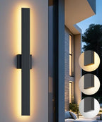Aipsun 31.5" Black LED Outdoor Wall Sconce, Modern Exterior Light Fixture by Aipsun