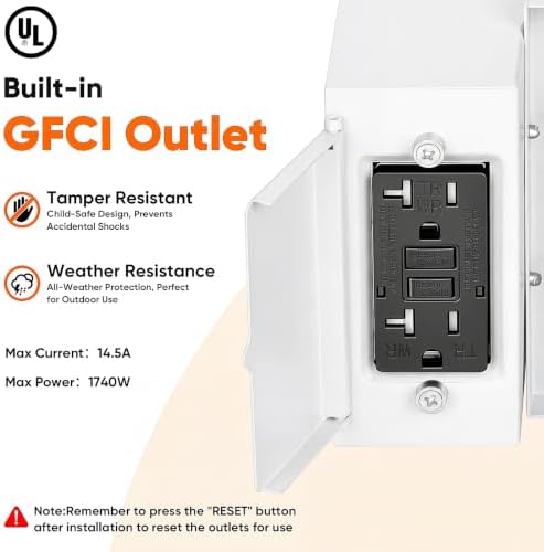 BesLowe 10'' Motion Sensor Outdoor Wall Light with GFCI Outlet, Matte White - Image 2