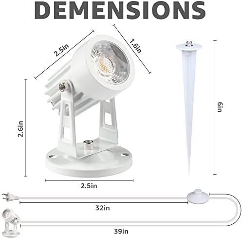 SUNVIE 2 Pack 3W LED Spot Lights Indoor 3000K Plug-in White Uplights Indoor - Image 7