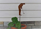 Hobby and Leisure Style Rustic or Powder Coated Metal Garden Stake or Stand (Small Golfer 24" Tall Including Stake, Naturally Rusted) - Image 3