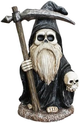 OrnamentallyYou Grim Reaper Gnome Figurine 7", Gothic Occult Statue Yard Decoration - Image 6