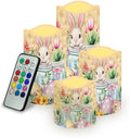Rabbit Tulip Flameless Candles with Timer and Remote Battery Operated LED Candles Color Changing Easter Decoration Pillar Candles Bulk Fake Candles for Festival Home Decor by Uorisanigo