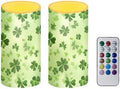 Shamrocks Flameless Candles with Remote and Timers Flickering Battery Operated Candles St Patrick's Day Flameless LED Pillar Lights for Indoor and Outdoor Party Decoration by Merkmak
