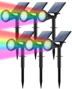 Tadyreal Color Changing Solar Spot Lights Outdoor Waterproof 180° Adjustable Colored RGB Solar Powered Landscape Lights for Yard 7 Lighting Modes Solar Spotlights for Pathway Garden Outside (6 Pack) by TadyrealSolarLights