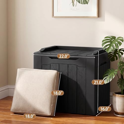 JUMMICO 31 Gallon Resin Deck Box Waterproof Outdoor Storage Boxes - Image 4