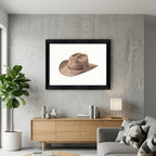 Framed Canvas Wall Art Watercolor Cowboy Hat Brown Earthy Minimalist Canvas Print Poster Black Frame Wall Decor for Bedroom Office Rustic Decor, Southwest Art - Inch 12x16 - Image 4