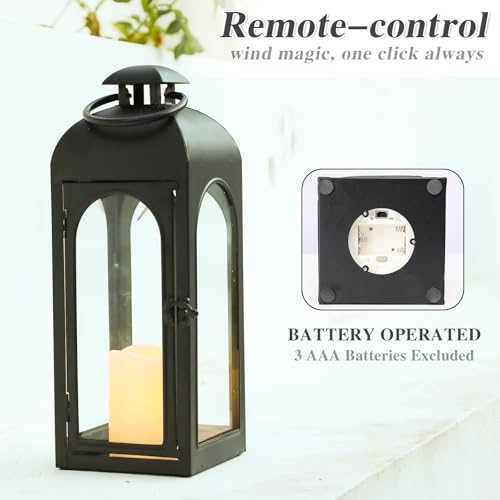 Bdor Decorative Outdoor Lantern Candle,Black Lantern Remote,16 Inch,1 Pack - Image 6