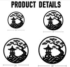 Japanese Garden Pagoda Scene Metal Wall Art Metal Outdoor Decor Metal Signs Minimalist Aesthetic Elegant Wall Decor Home Decoration for Living Room Bedroom Zen Style Centerpiece (Black,16inch) - Image 2