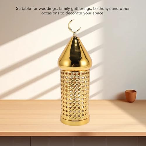 Gold Wind Lamp, Golden Candle Windproof Lamp, Retro Hollow Wind Lamp Iron Lantern for Wedding Party Decoration (Medium) - Image 5