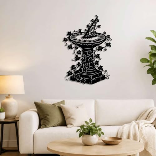 Vintage Sundial Garden Metal Wall Art Metal Signs Metal Outdoor Decor Wall Art Decor Rustic Middle Ages Wall Sculpture Elegant Home Decoration for Living Room Bedroom Office Apartment Decor (Black,16Inch) - Image 2