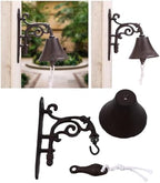 Homoyoyo Vintage Rustic Cast Iron Door Bell Crank Handle, Hanging Wall Mounted Shaking Bell for Garden and Porch Decoration, Retro Style Decorative Home Accent - Image 5