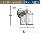 Sea Gull Lighting 8592-965 New Castle One-Light Outdoor Wall Lantern with Clear Glass Panels, Antique Brushed Nickel Finish - Image 3