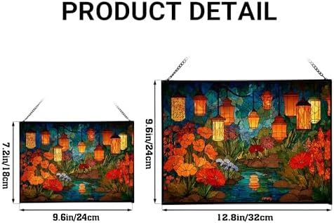 Twilight Garden with Floating Lanterns Rectangular Stained Glass Suncatcher – Hanging Window Panel with Animal & Nature Scene – Vibrant Glass Art Gift for Wildlife, Fantasy, Nature Lovers lsBhyO - Image 4