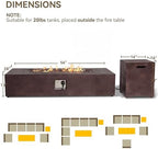 COSIEST 2-Piece Outdoor Propane Fire Table Set, Rectangle Concrete 56" x 28" Bronze Fire Pit (Certified, 50,000 BTU) w 20lb Tank Table,Waterproof Cover for Garden, Porch, Backyard - Image 6
