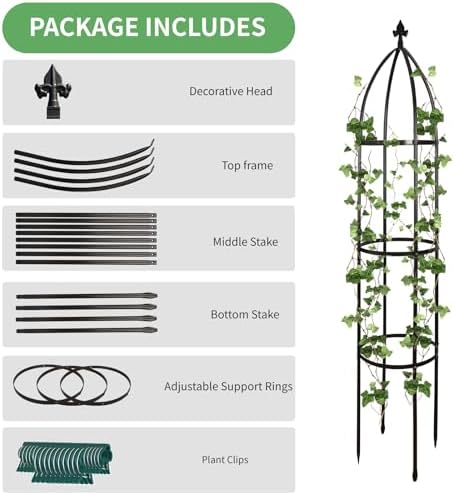 Garden Obelisk Trellis for Climbing Plants Outdoor 6.3 Feet Tall Rose Heavy Duty Metal Trellis Plant Support for Vines Clematis Flowers, Bronze - Image 4
