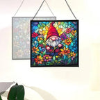Midsummer Gnome Garden Stained Glass Suncatcher – Square Hanging Window Panel for Home or Greenhouse – Whimsical Glass Art Gift for Garden Lovers, Christmas, Halloween, Father Days 9TJjo3 - Image 4