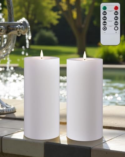 Gmnee 4"x8" Outdoor Waterproof Flameless Candles with Remote Timers Plastic by Gmnee