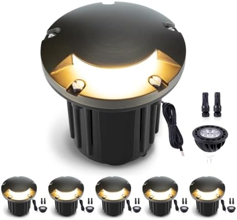 Gardenreet Outdoor Well Lights Low Voltage - Solid Brass 12V All Weather Ip65 Inground Lighting, LED Fixture, Antique Bronze for House Garden Path with 4000K Neutral White MR16 Bulb by Gardenreet