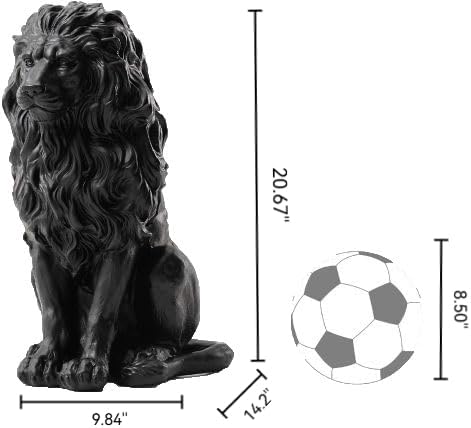 20.5" Lion Garden Statue, Resin Outdoor Guardian Sculpture Animal Decor - Image 2