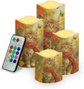 Fall Maple Leaves and Cat Flameless Candles with Timer and Remote Battery Operated LED Candles Color Changing Thanksgiving Day Party Pillar Candles Bulk Fake Candles for Festival Home Decor by Uorisanigo
