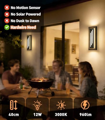 15.7'' LED Outdoor Wall Lights Modern Black Indoor Wall Sconce Lighting - Image 3