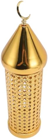 Moroccan Lantern, Handcrafted Retro Hollow Iron Gold Finish Battery Powered Wind Candle Lantern, Hanging Moroccan with Aromatic Holder for Home Decor, Outdoor (L) - Image 5