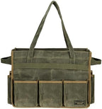Tool Bag, Heavy Duty 16oz Waxed Canvas Garden Tool Organizer Tote with Reinforced Bottom, Large Capacity & 11 Slots, Dual Handles Tool Carrier for Gardening Carpentry DIY Tools | Army Green by Kaaltisy