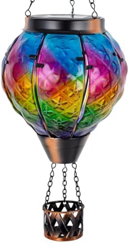 STARSOUL Solar Hot Air Balloon Lantern with Flickering Flame, Colorful Hanging Solar Lantern Outdoor Waterproof, Hot Air Balloon Solar Light Decorations for Garden Yard Lawn Porch Porch Backyard by Starsoul
