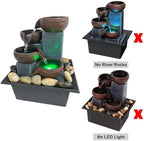 Small Tabletop Waterfall Fountain Zen Meditation Fountain Indoor Desktop Water Fountain with LED Light and Natural River Rocks for Office Home Bedroom - Image 4