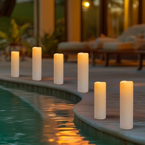 4" x 14" White Large Waterproof Outdoor Flameless Candles Battery Operated LED Flickering Pillar Candles with Remote and Timer for Indoor Outdoor Lanterns, Long Lasting, Set of 2 - Image 3