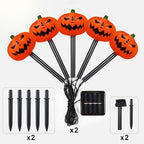 BRIGHTDECK Halloween Solar Pathway Lights Outdoor, LED Decor, Light Up Solar Stake Lights for Holiday, Halloween, Walkway, Sidewalk (Flat Pumpkin, 10-Pack) - Image 3