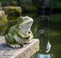 Outdoor Pond Frog Statues Garden Decor - 8.3" Larger Fishing Frog Statue Outdoor Garden Statue & Koi Pond Decor, Frogs Sculpture & Figurine Accessory for Patio, Lawn, Yard Decoration, Gift for Mom by DHOBY+GHAUT