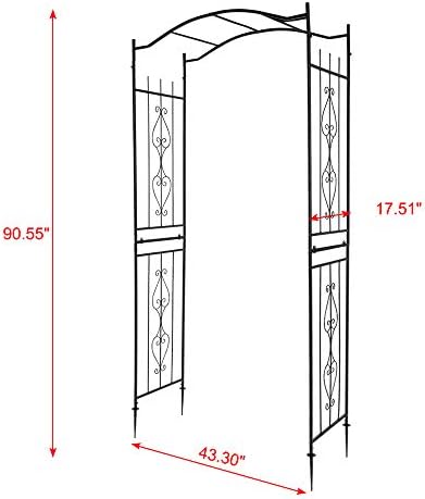 Outvita Black 7.5FT Steel Garden Arch Trellis for Climbing Vines & Roses - Image 2