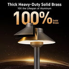 Gardenreet Brass Low Voltage Path Lights, 12V Landscaping Pathway Light IP65 Waterproof, Wired Walkway Lighting Outdoor, LED Bronze for Lawn Backyard with 3W 3000K Soft White G4 Bulb (12 Pack) - Image 3