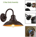 GOLDHILL 10.5" Bronze Gooseneck Metal Outdoor Barn Light 2-Pack, Powder Coated Anti-Rust Farmhouse Exterior Wall Sconce with Gold Interior, Wet Location Rated for Porch, Garage, Bathroom Vanity - Image 5
