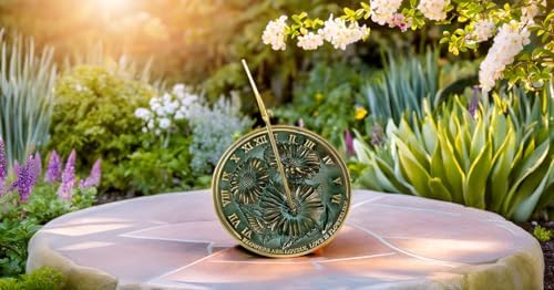NauticalMart Flowers Sundial, Solid Brass with Verdigris Highlights, 10-Inch Diameter - Image 2
