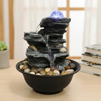 Tabletop Water Fountain Indoor Waterfalls Fountains with Colored LED Light, Indoor Waterfall Feature with ON/Off Switch for Home Office Decor by JOINDATAT