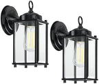 Outdoor Wall Light, Exterior Lighting Fixture Wall Lantern, Black Porch Light Fixture with Clear Beveled Glass, Outdoor Wall Sconce Waterproof Anti-Rust E26 Socket for Front Door, 2 Pack by Senroyal