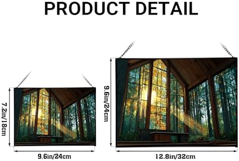 Sun Shining Through Window in Forest Chapel Rectangular Stained Glass Suncatcher – Hanging Window Panel with Animal & Nature Scene – Vibrant Glass Art Gift for Wildlife, Fantasy, Nature Lovers w19xzI - Image 4