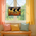 Crows Flying Over Autumn Orchard Rectangular Stained Glass Suncatcher – Hanging Window Panel with Animal & Nature Scene – Vibrant Glass Art Gift for Wildlife, Fantasy, Nature Lovers 7dAAVL - Image 5
