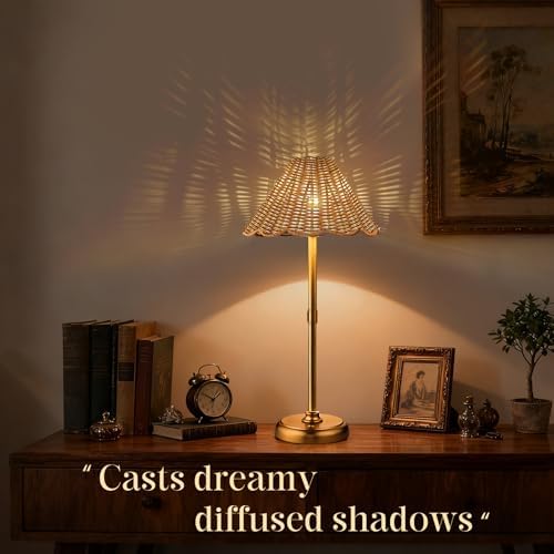 20.5'' Tall Cordless Boho Rattan Table lamp, 5200-mAh Rechargeable Battery, 3-Level Brightness Dimmable, Build-in LED 320 Lumen Max, for Bedside Restaurant Resort Hotel Dining Table - Image 2