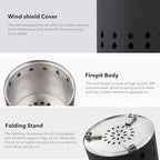 Portable Tabletop Fire Pit with Carry Bag, 360° Low-Smoke Stainless Steel Fire Bowl, Foldable Legs & Easy Clean for Camping,Beach, Bonfire Pits for Outdoor Ambiance(18cm) - Image 6