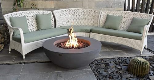 Elementi Lunar Bowl Cast Concrete Fire Table, Outdoor Fire Pit Fire TablePatio Furniture, Light Gray (Natural Gas) - Image 3